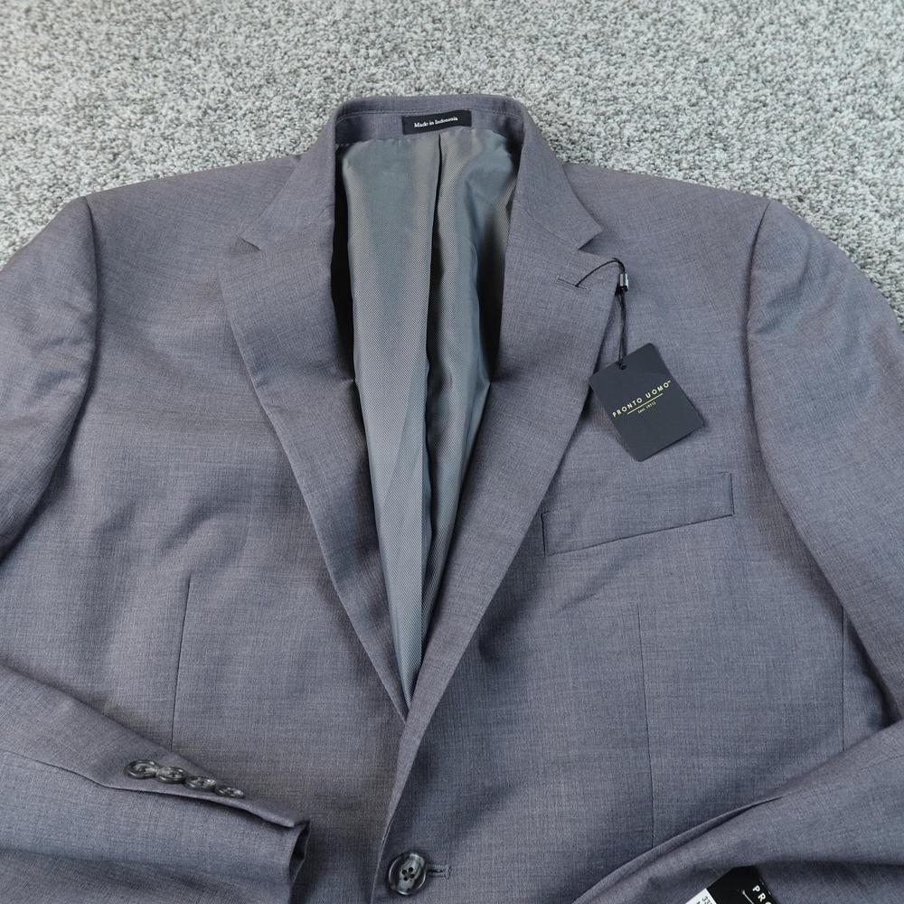 NEW Pronto Uomo Blazer Mens 42L Gray Button Sport Coat Suit Jacket Top Career